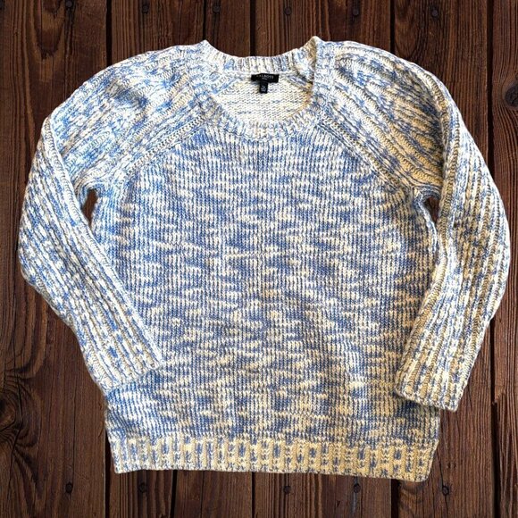 TALBOTS Blue Tie Dye Marled Knit Crewneck Sweater Women's L Petite LP - Picture 2 of 7